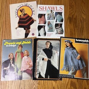 Vintage 70's Instruction Patterns Crochet Shawls Vests Capes Stoles Sweaters